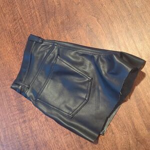 Stretchy Faux Leather Cut Off Shorts